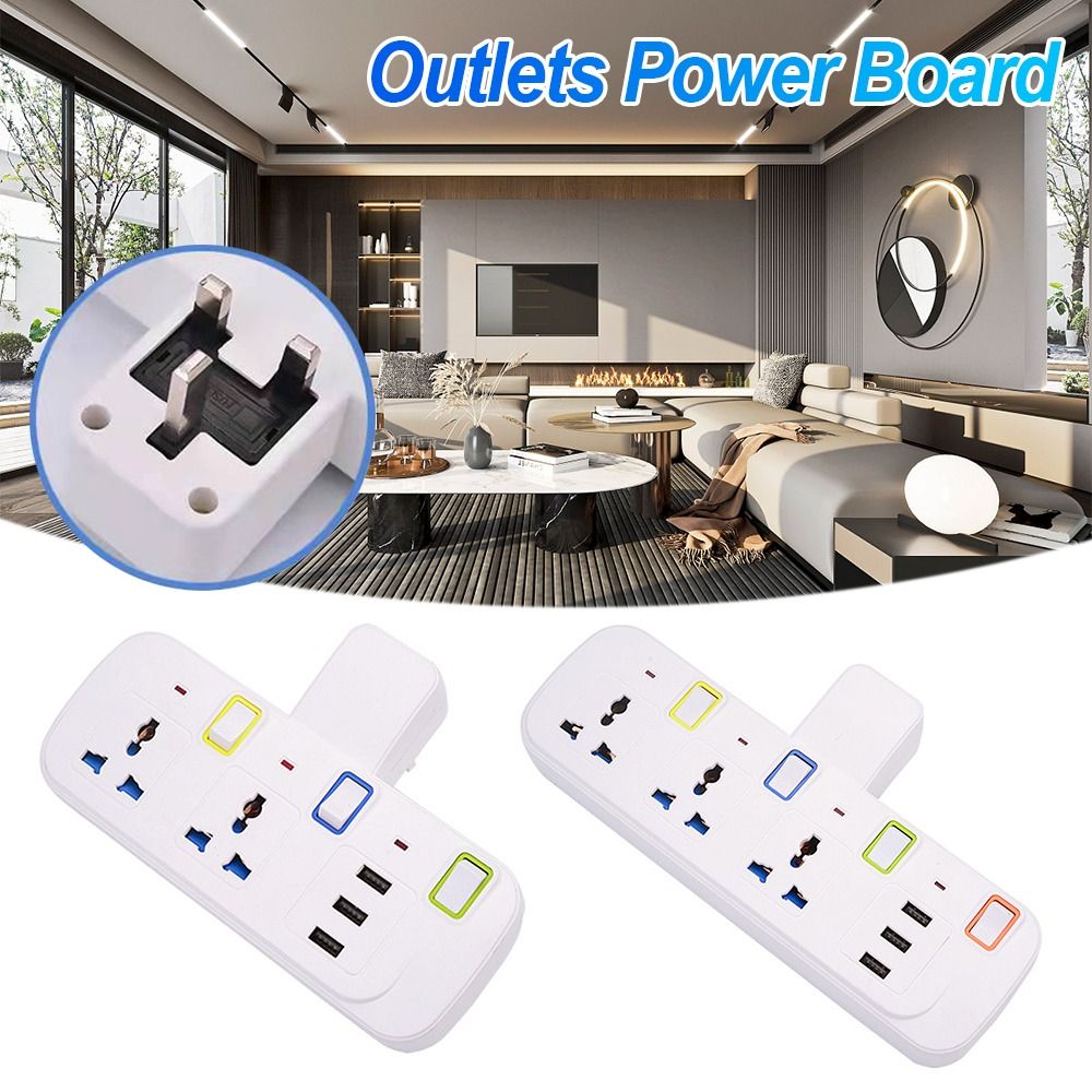Smart Power Strip 4 Outlet Usb - ปลั๊กไฟฟ้าอัจฉริยะแบบ USB อะแดปเตอร์เต้าเสียบป้องกันไฟกระชาก4ทาง AC แบบสากลเต้าเสียบปลั๊กไฟสหราชอาณาจักร