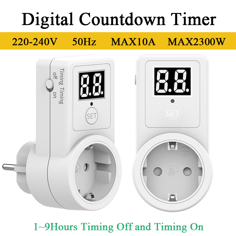 Smart Socket With Timer Countdown - ตัวจับเวลาแบบดิจิตอล ปลั๊ก EU ปลั๊กควบคุมอัจฉริยะ สวิตช์ปลั๊กไฟ ปิดอัตโนมัติ