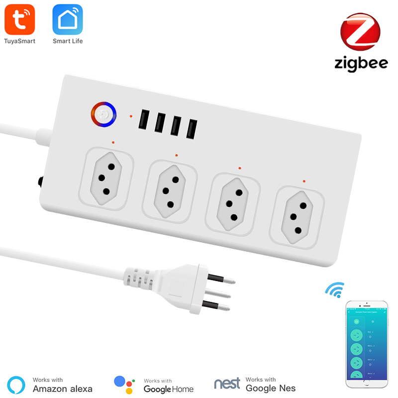Smart Power Strip 4 Outlet Usb - บราซิลสมาร์ท Zigbee Power Strip, Tuya Zigbee