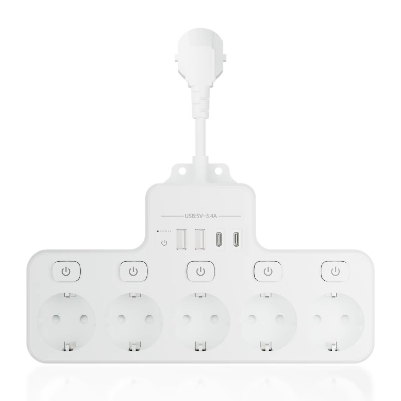 Smart Power Strip 4 Outlet Usb - ปลั๊กไฟอเนกประสงค์มาตรฐาน EU สายสั้น 4 ช่องเสียบ พร้อมพอร์ต