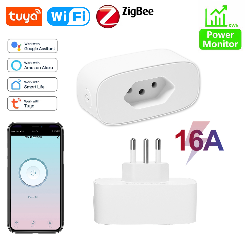Smart Plug Zigbee 16A - ปลั๊กอัจฉริยะ Tuya Wifi Brazil 16A บราซิล