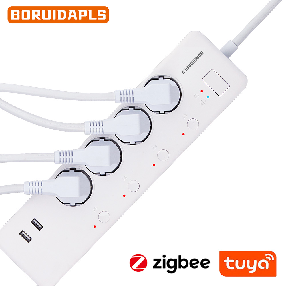 Smart Plug Matter Thread - BORUIDAPLS ซิกบีมัลติฟังก์ชั่นพาวเวอร์บอร์ด 16A 4AC ปลั๊กซ็อกเก็ตอิสระ 2USB
