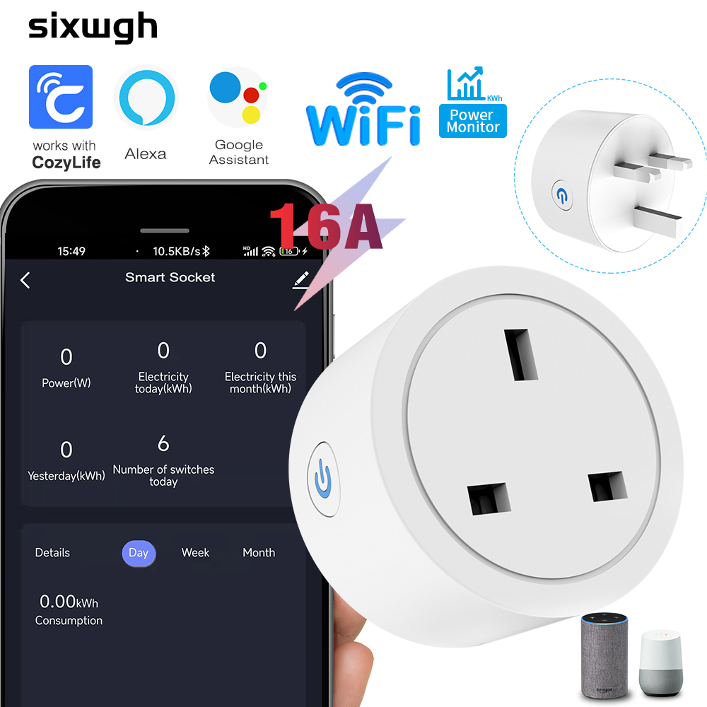 Smart Plug Energy Monitoring Wifi - ปลั๊กอัจฉริยะ WiFi 16A แบบปลั๊กอังกฤษ พร้อมระบบตรวจสอบพลังงาน รองรับแอป