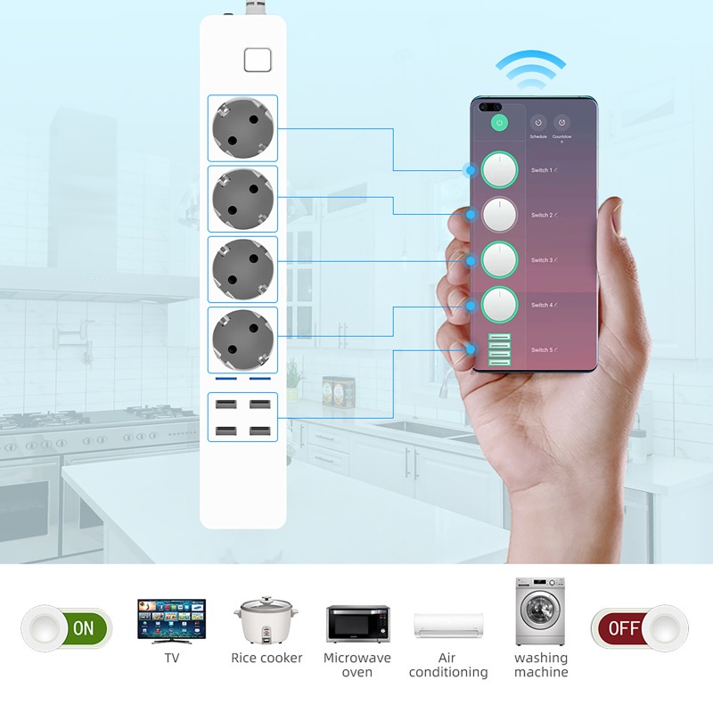 Smart Power Strip 4 Outlet Usb - ปลั๊กไฟอัจฉริยะ WIFI 4 ช่อง AC 4