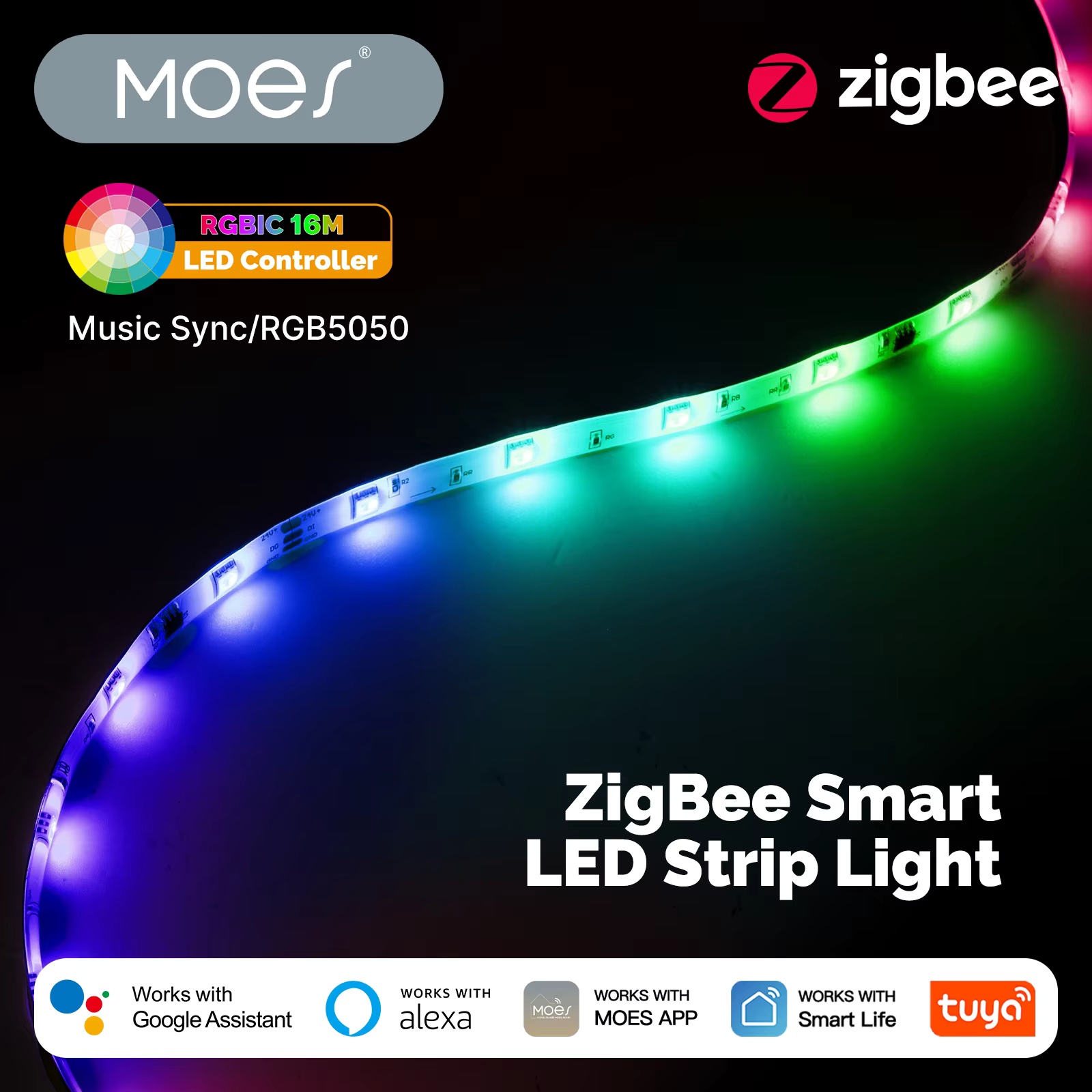 Smart Plug Zigbee 16A - โมเอส ทูยา ซิกบีสมาร์ทแถบไฟ LED RGB5050 คอนโทรลเลอร์ซิงค์เพลงปาร์ตี้