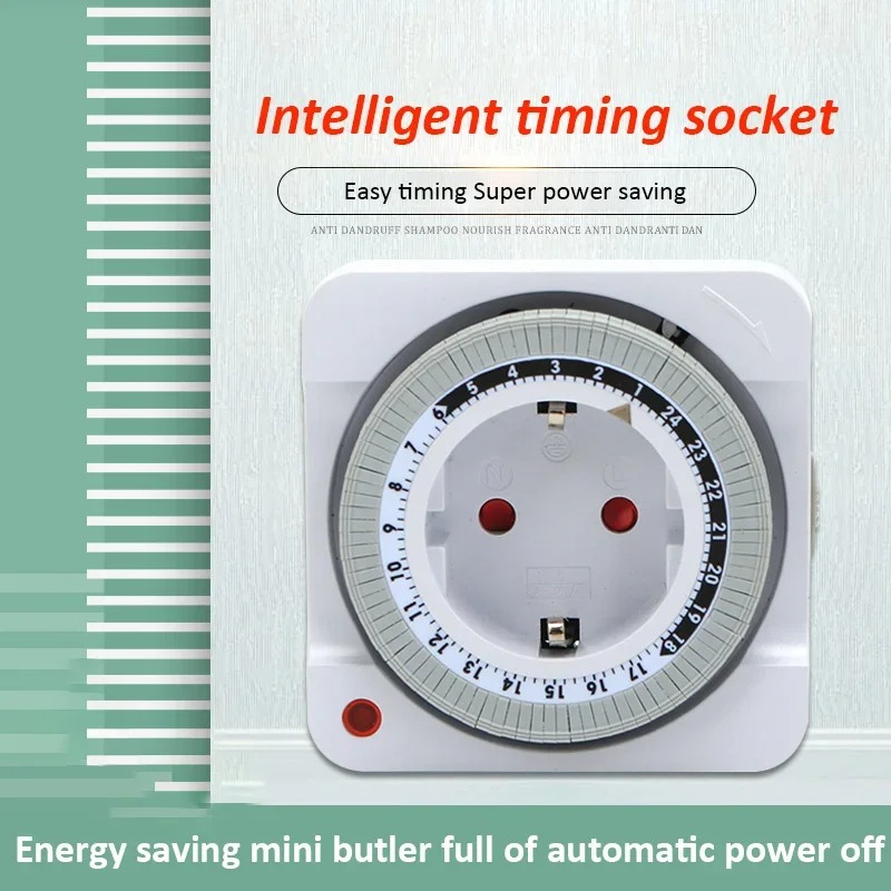 Smart Socket With Timer Countdown - ปลั๊กตั้งเวลาแบบกลไก 24 ชั่วโมง พร้อมสวิตช์ตั้งเวลาแบบปลั๊ก EU ระบบตั้งเวลานับถอยหลังอัตโนมัติ