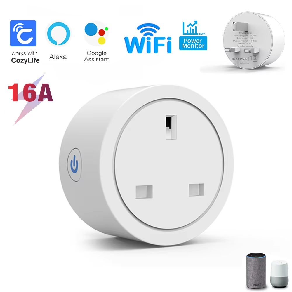Smart Plug Energy Monitoring Wifi - ปลั๊กไฟอัจฉริยะ WiFi 16A แบบ UK พร้อมฟังก์ชันตรวจสอบการใช้พลังงาน