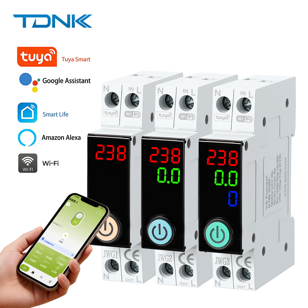 Energy Meter Din Rail Wifi - เบรกเกอร์อัจฉริยะติดราง DIN Tuya WiFi 1P+N 63A