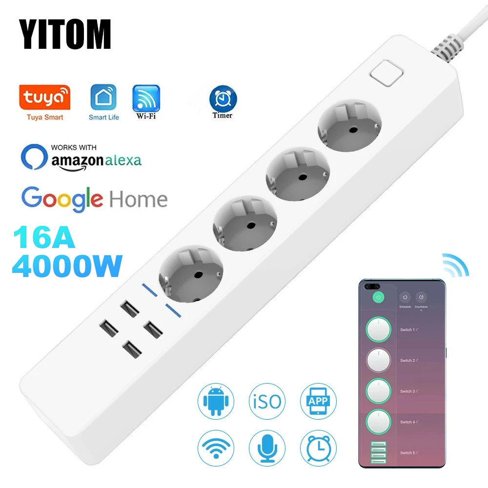 Smart Power Strip 4 Outlet Usb - Smart Power Strip Wifi 4 EU