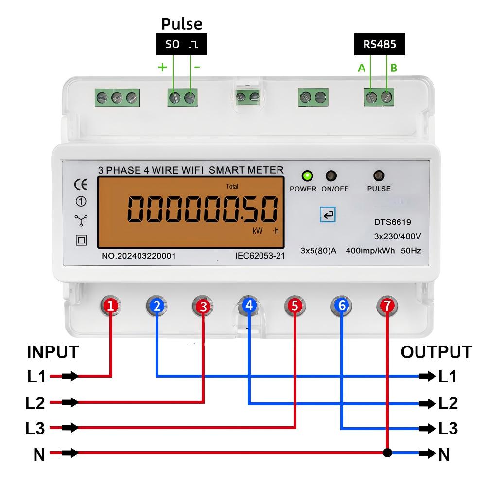 มิเตอร์วัดพลังงานอัจฉริยะ 3 เฟ - Energy Meter Din Rail Wifi บทวิจารณ์และราคา