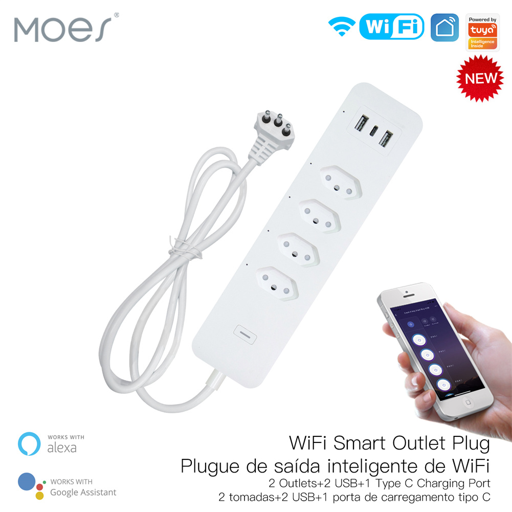 แถบไฟกระชากอัจฉริยะ Wi-Fi บราซ - Smart Power Strip 4 Outlet Usb บทวิจารณ์และราคา