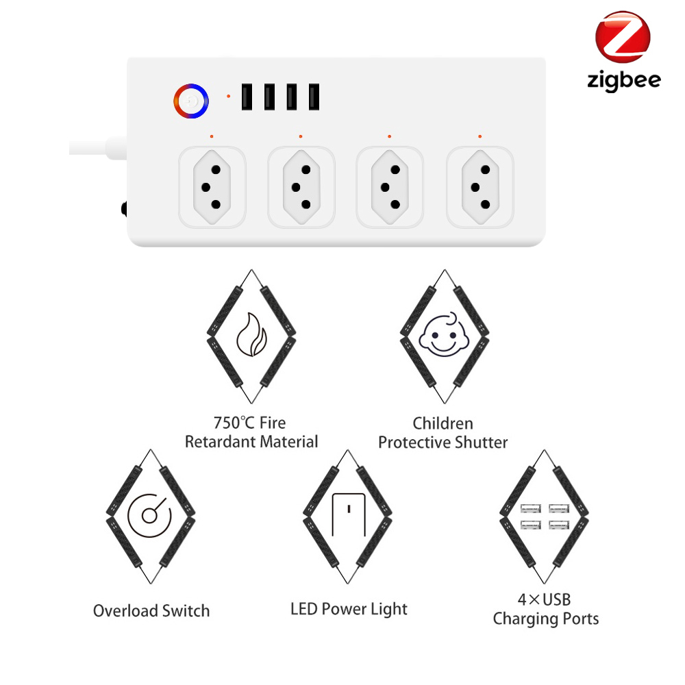 บราซิลสมาร์ท Zigbee Power Stri - Smart Power Strip 4 Outlet Usb บทวิจารณ์และราคา