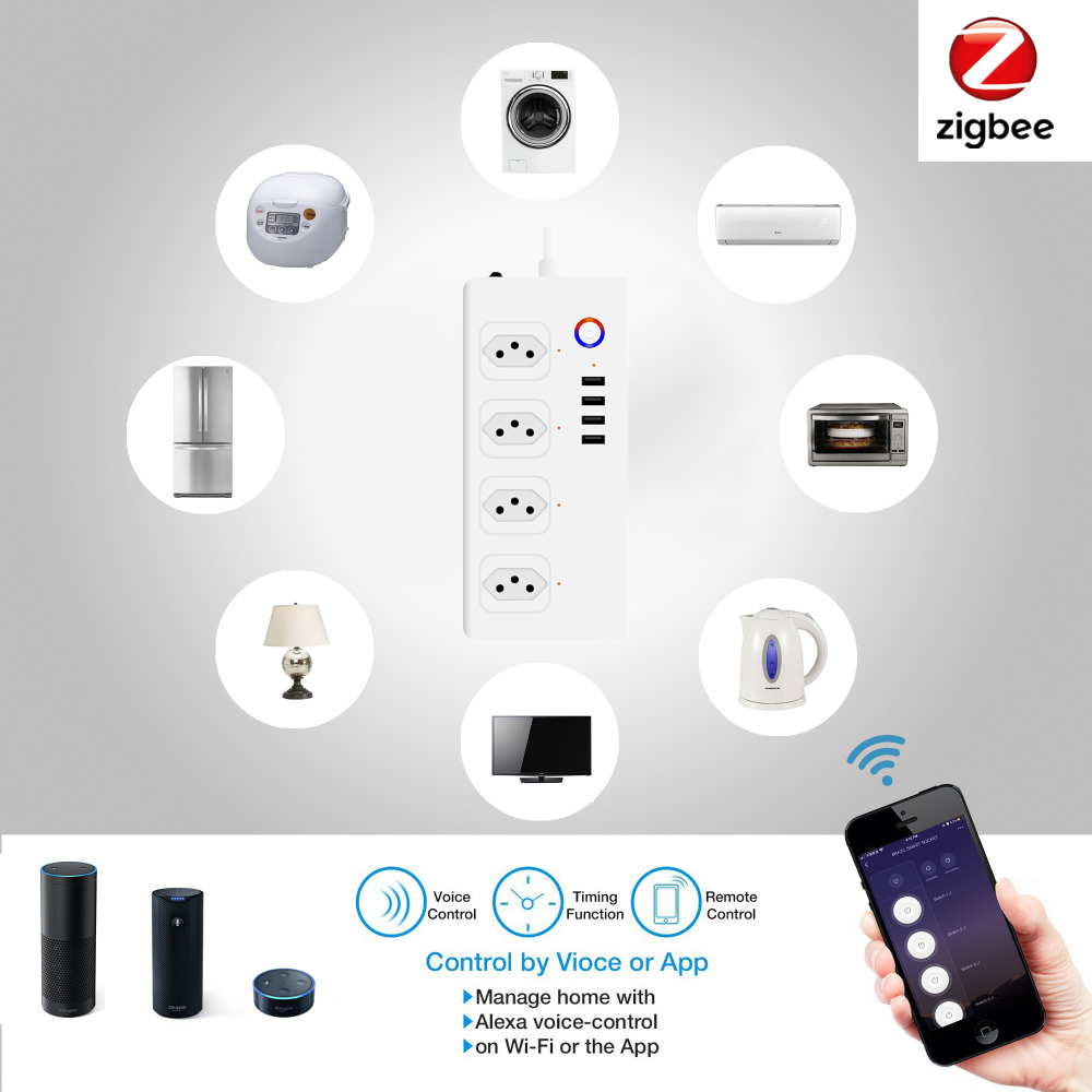 บราซิลสมาร์ท Zigbee Power Stri - Smart Power Strip 4 Outlet Usb บทวิจารณ์และราคา