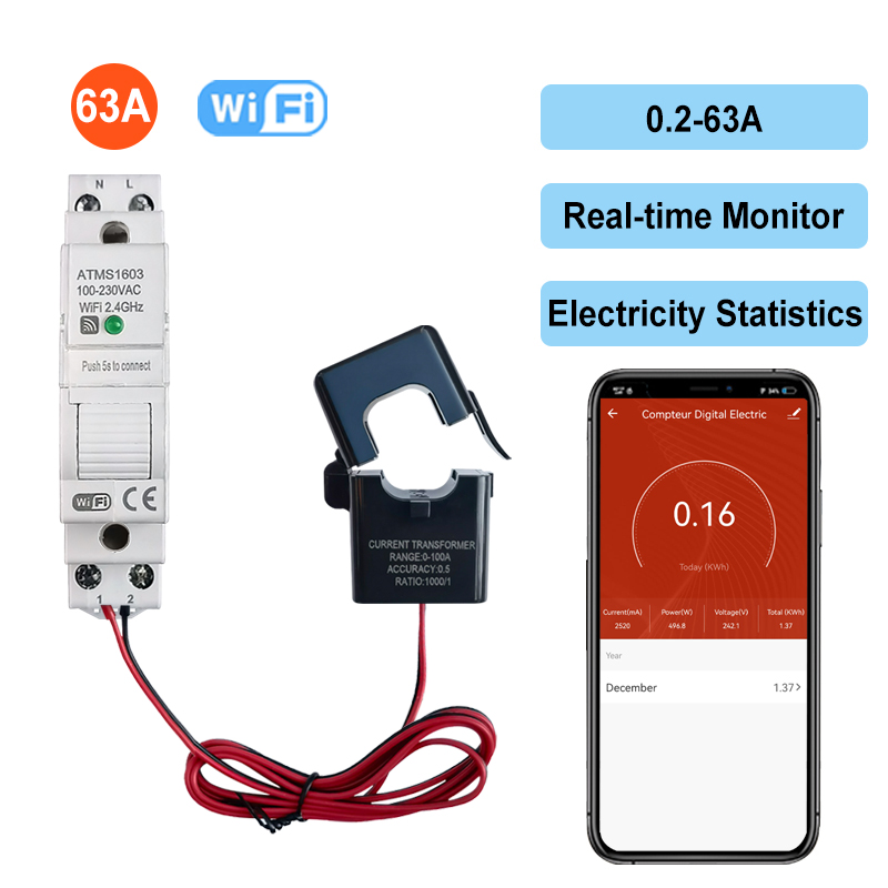 สมาร์ทมิเตอร์วัดพลังงานดิจิตอล - Energy Meter Din Rail Wifi บทวิจารณ์และราคา