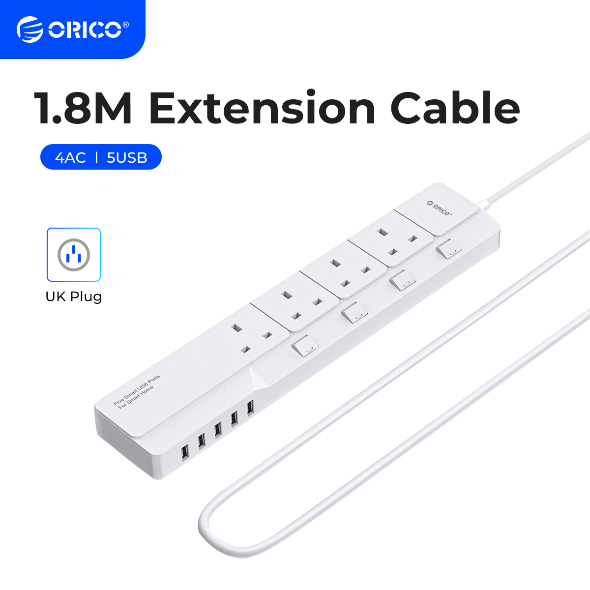 ORICO 4AC Outlets 5USB พอร์ต P - Smart Power Strip 4 Outlet Usb บทวิจารณ์และราคา