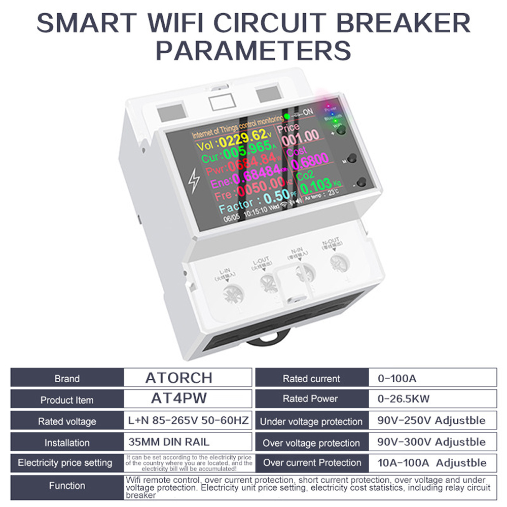 AT4PW WIFI Din Rail สมาร์ท Ene - Energy Meter Din Rail Wifi บทวิจารณ์และราคา