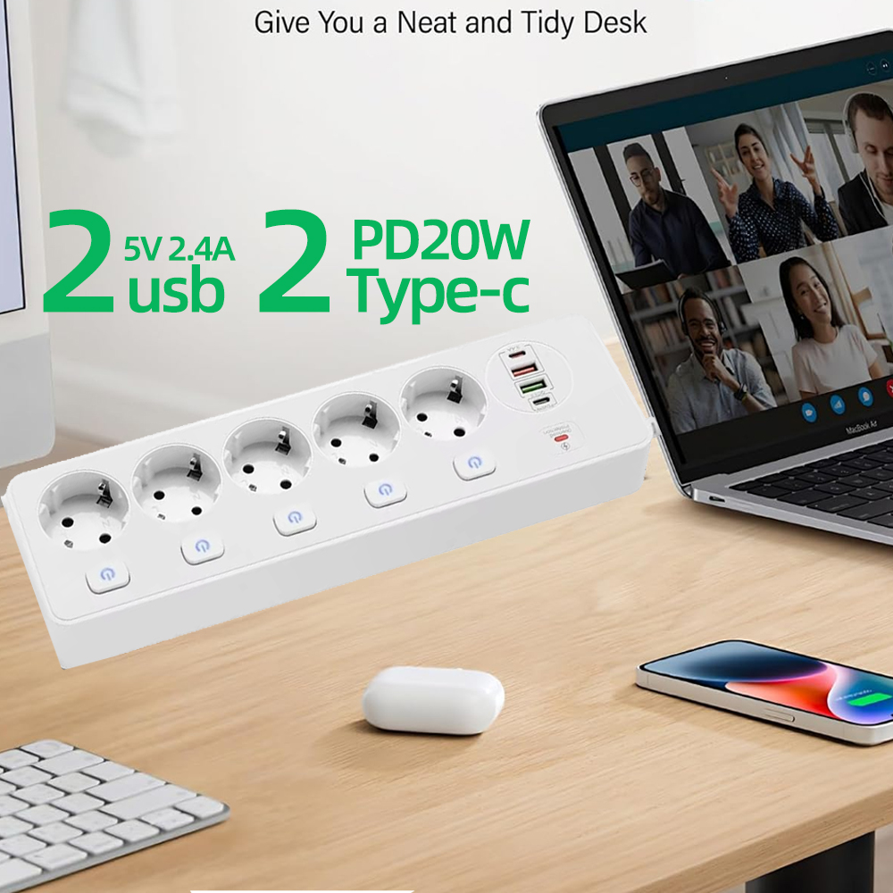ปลั๊กไฟอัจฉริยะ EU KR พร้อมพอร - Smart Power Strip 4 Outlet Usb บทวิจารณ์และราคา