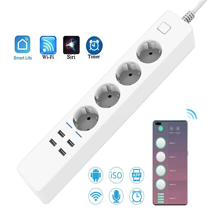 ปลั๊กไฟอัจฉริยะ WIFI แบบมัลติฟ - Smart Power Strip 4 Outlet Usb บทวิจารณ์และราคา