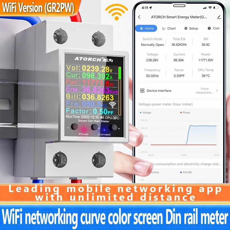 100A Tuya WiFi Din Rail Power  - Energy Meter Din Rail Wifi บทวิจารณ์และราคา