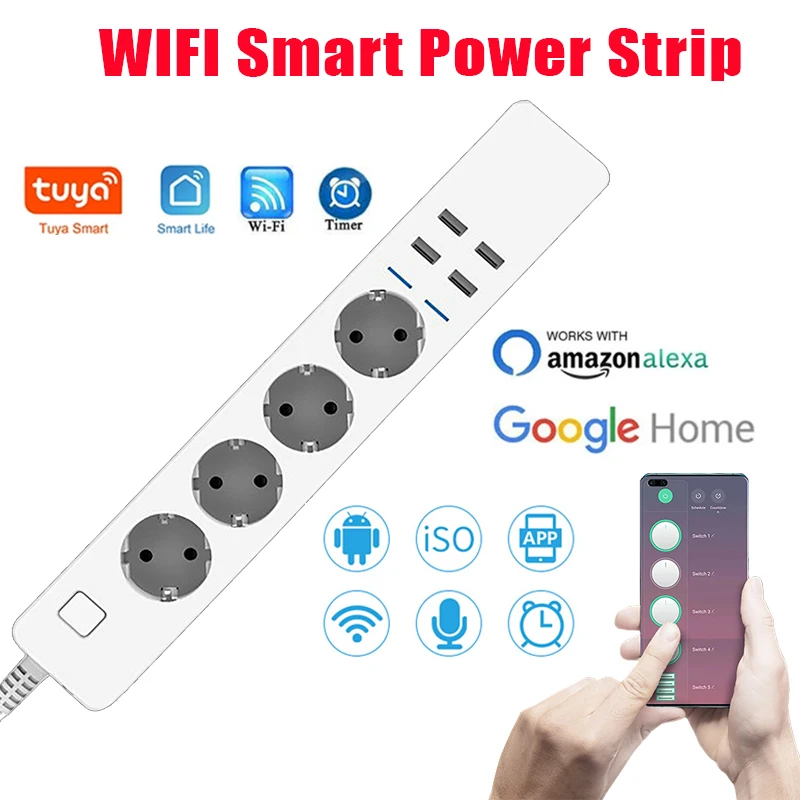 ปลั๊กไฟอัจฉริยะ WIFI 4 ช่องเสี - Smart Power Strip 4 Outlet Usb บทวิจารณ์และราคา