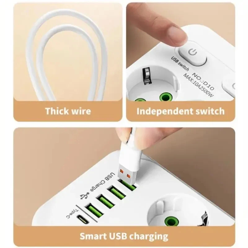 AC Outlet EU Plug Multitap Pow - Smart Plug Surge Protector บทวิจารณ์และราคา