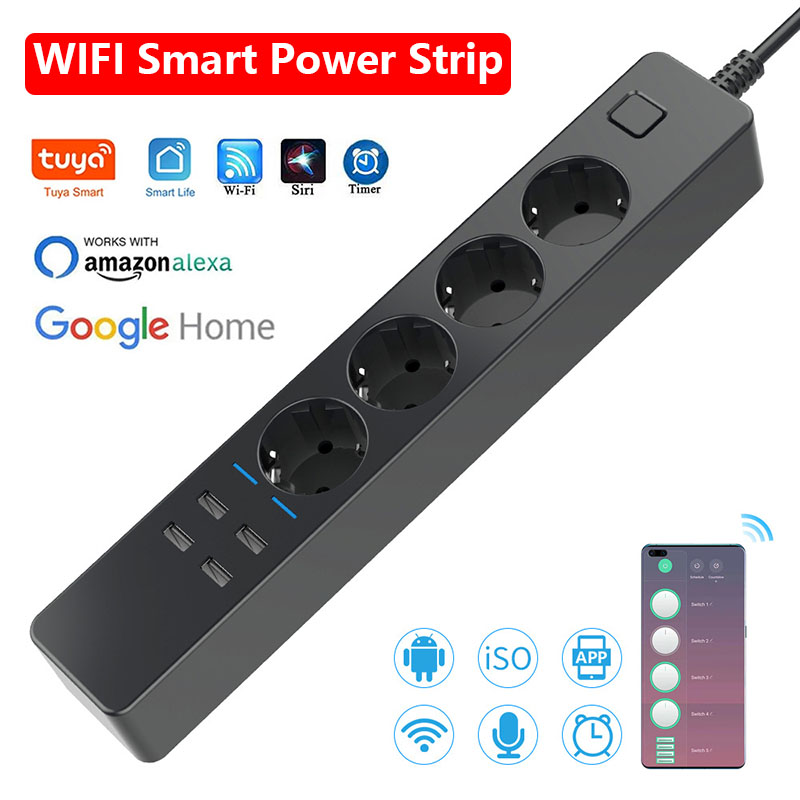 ปลั๊กไฟอัจฉริยะ WIFI พร้อมเต้า - Smart Power Strip 4 Outlet Usb บทวิจารณ์และราคา