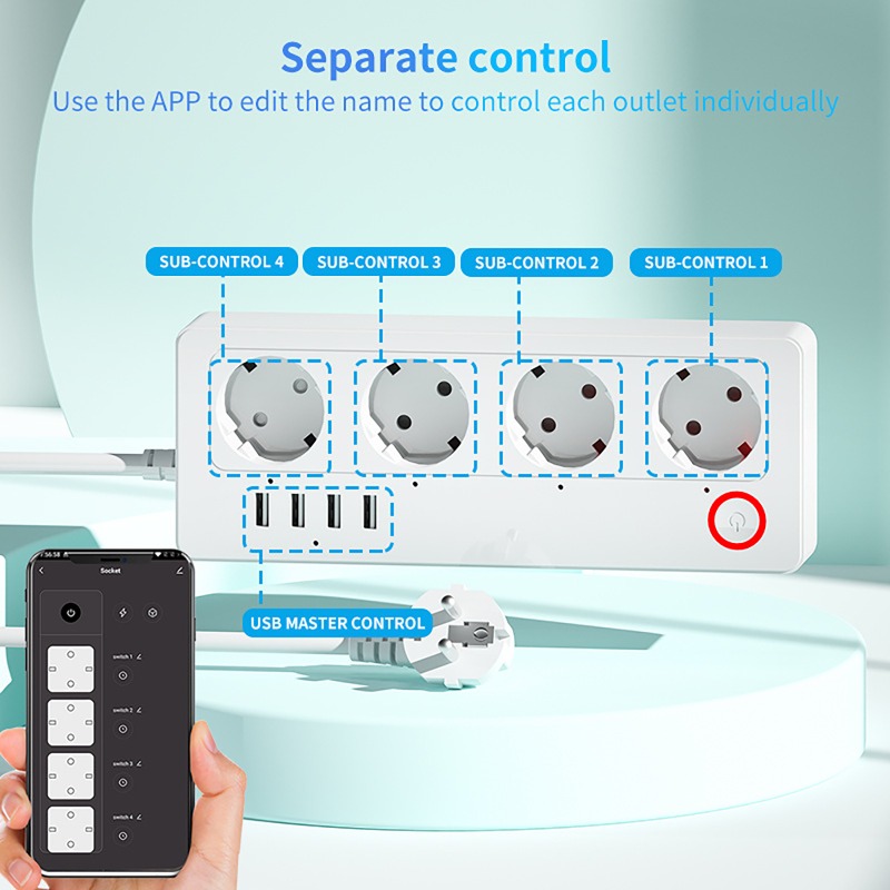 ปลั๊กพ่วงอัจฉริยะ WiFi ZigBee  - Smart Power Strip 4 Outlet Usb บทวิจารณ์และราคา