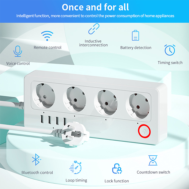 ปลั๊กพ่วงอัจฉริยะ WiFi ZigBee  - Smart Power Strip 4 Outlet Usb บทวิจารณ์และราคา
