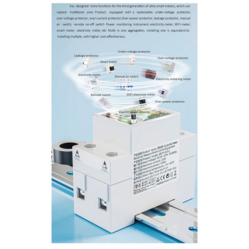 ABQU 100A ราง DIN อัจฉริยะ Tuy - Energy Meter Din Rail Wifi บทวิจารณ์และราคา