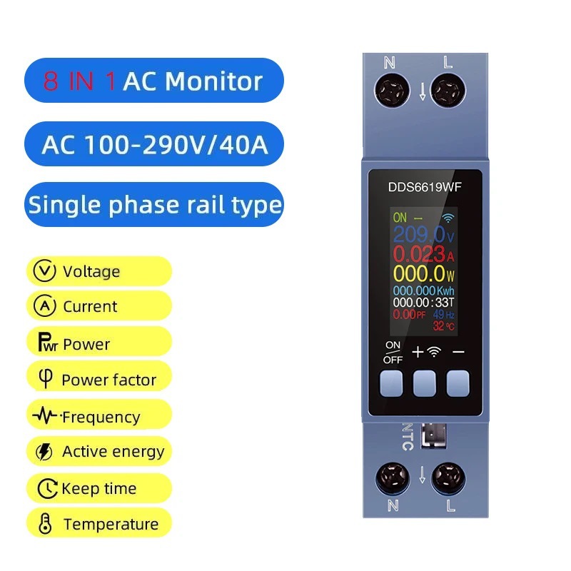 มิเตอร์วัดพลังงาน 8 in 1 แบบ W - Energy Meter Din Rail Wifi บทวิจารณ์และราคา
