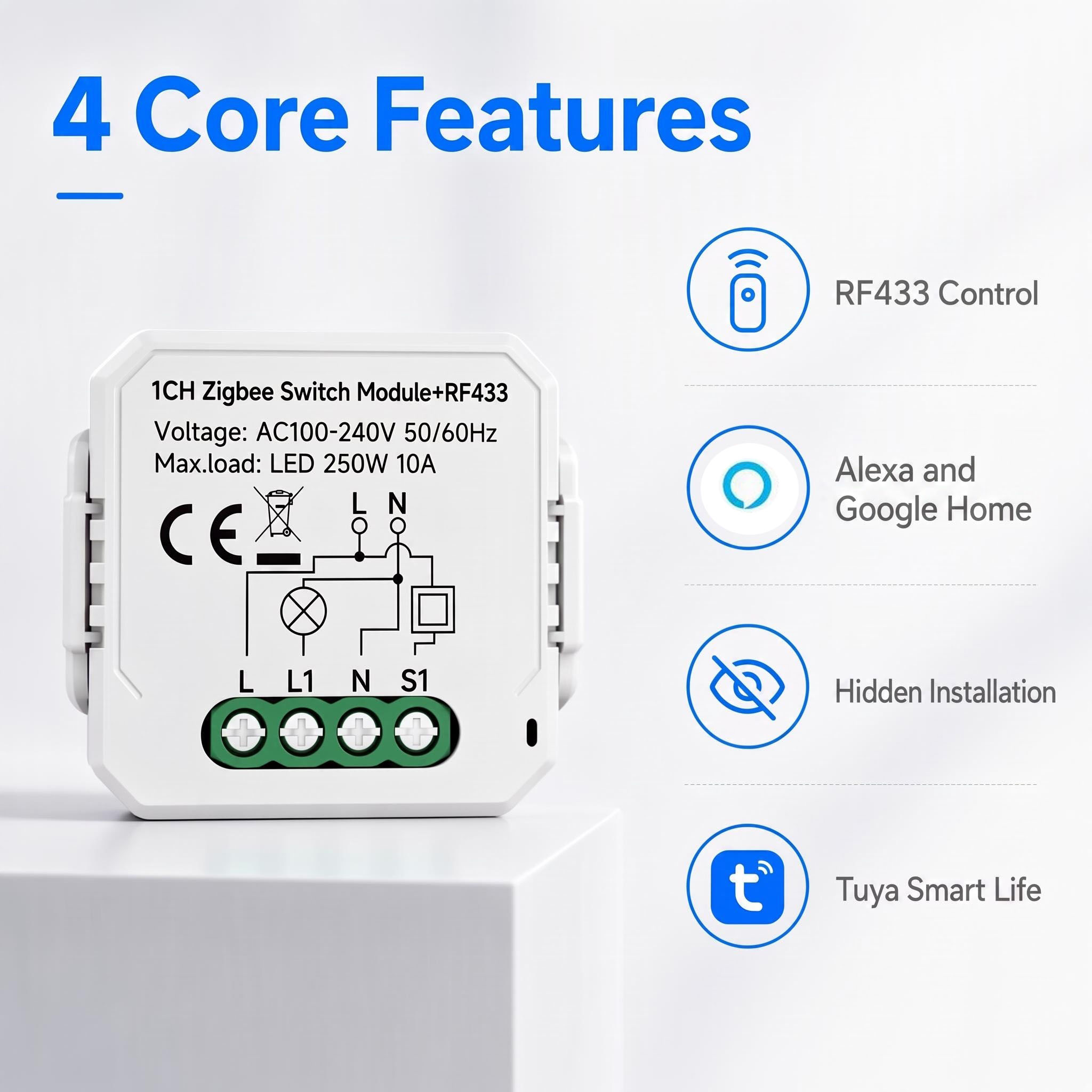 โมดูลสวิตช์อัจฉริยะ Tuya Smart - Smart Plug Mini Alexa Google บทวิจารณ์และราคา