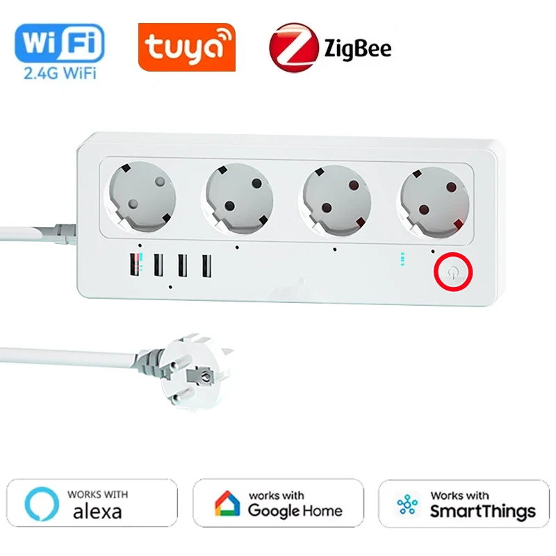 ปลั๊กไฟอัจฉริยะ WiFi ZigBee พร - Smart Power Strip 4 Outlet Usb บทวิจารณ์และราคา