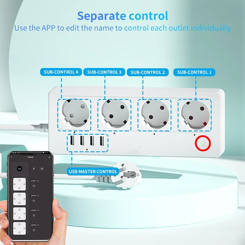 ปลั๊กไฟอัจฉริยะ WiFi ZigBee พร - Smart Power Strip 4 Outlet Usb บทวิจารณ์และราคา