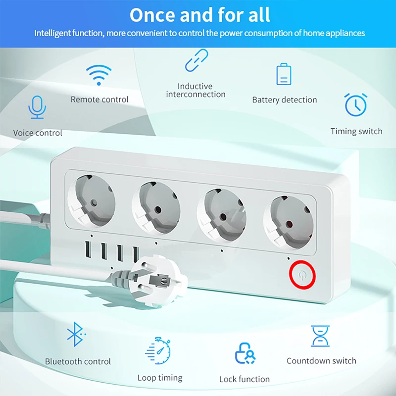 ปลั๊กไฟอัจฉริยะ WiFi ZigBee พร - Smart Power Strip 4 Outlet Usb บทวิจารณ์และราคา