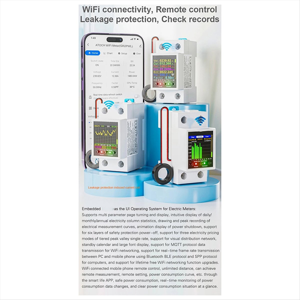 มิเตอร์วัดพลังงานไฟฟ้าแบบราง D - Energy Meter Din Rail Wifi บทวิจารณ์และราคา