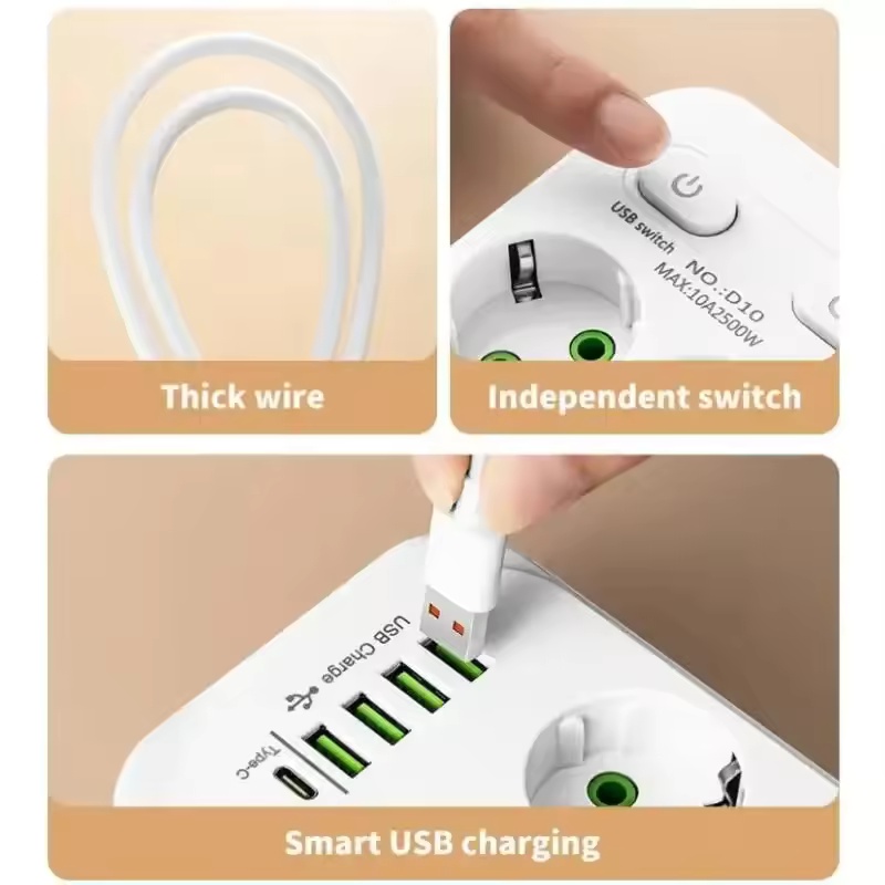 ปลั๊กไฟแบบยุโรป (EU) พร้อมช่อง - Smart Plug Surge Protector บทวิจารณ์และราคา