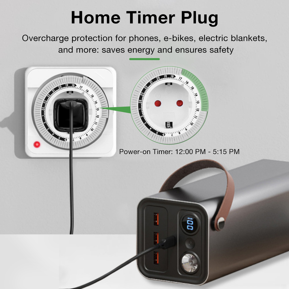 สวิตช์ตั้งเวลาแบบกลไก 24 ชั่วโ - Smart Socket With Timer Countdown บทวิจารณ์และราคา